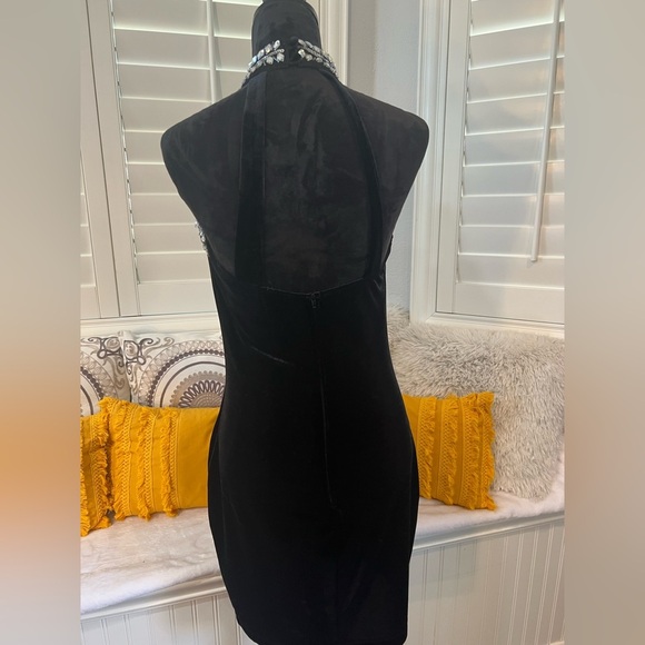 Velvet Black Halter Dress - Picture 7 of 11